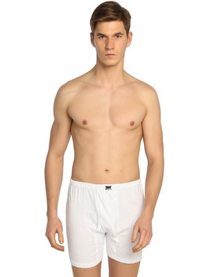 Tutku Erkek Beyaz 3'lü Paket Penye Paçalı Külot