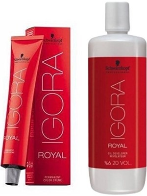 Schwarzkopf 5 Adet Igora Royal 6-77 Koyu Kumral-Yoğun Bakır Saç Boyası + 1l Oksidan
