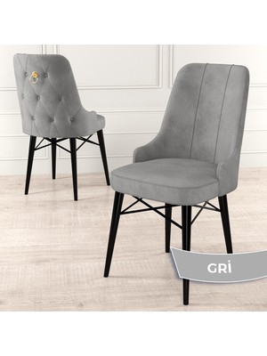 Canisa Concept Pare Serisi, Siyah Gürgen Ayaklı,  1.sınıf Babyface Ithal Kumaş Sandalye , Gold Halkalı, 1 Adet