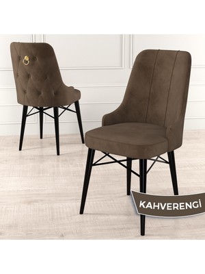 Canisa Concept Pare Serisi, Siyah Gürgen Ayaklı,  1.sınıf Babyface Ithal Kumaş Sandalye , Gold Halkalı, 1 Adet