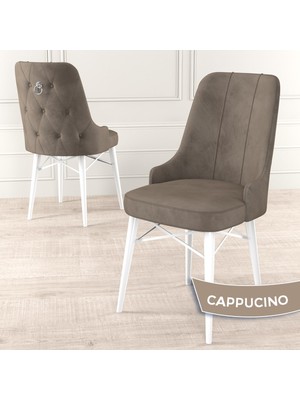 Canisa Concept Pare Serisi, Beyaz Gürgen Ayaklı, 1.sınıf Babyface Ithal Kumaş Sandalye , Gümüş Halkalı, 1 Adet