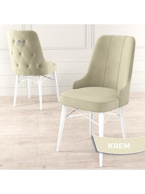 Canisa Concept Pare Serisi, Beyaz Gürgen Ayaklı, 1.sınıf Babyface Ithal Kumaş Sandalye , Gümüş Halkalı, 1 Adet