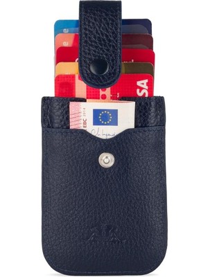 Anı Yüzük Slide Anıtolia Deri Çekmeli Ince Kartlık Lacivert