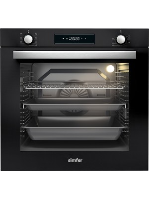 Simfer 7381 80 Lt Siyah Cam Panel Turbo Ankastre Fırın