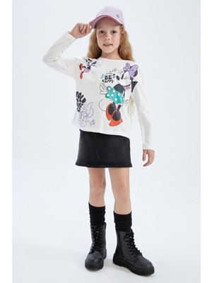 DeFacto Kız Çocuk Disney Mickey & Minnie Bisiklet Yaka Uzun Kollu Tişört Y4825A622AU