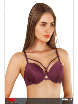 Pemilo Kadın 700608 Ip Detaylı Taşlı Destekli Sütyen Mürdüm