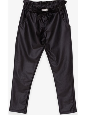 Breeze Kız Çocuk Tayt Pantolon Beli Lastikli Fiyonklu Siyah (6-12 Yaş)