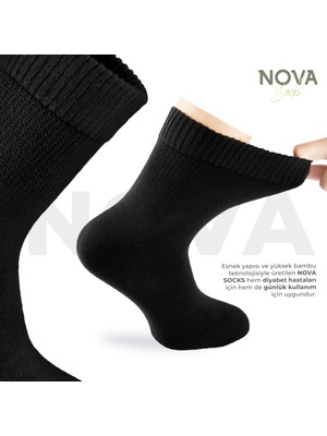 Nova Socks Kadın 4'lü Bambu Lastiksiz Sıkmayan Extra Rahat Şeker Çorabı / Çorap