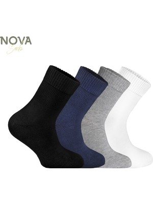 Nova Socks Kadın 4'lü Bambu Lastiksiz Sıkmayan Extra Rahat Şeker Çorabı / Çorap