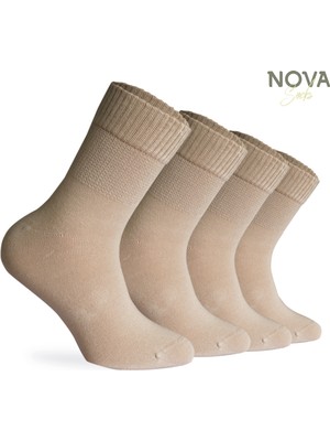 Nova Socks Erkek 4'lü Bambu Lastiksiz Sıkmayan Extra Rahat Şeker Çorabı / Çorap