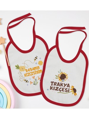 Bk Kids Kızçe Tasarımlı 2’li Kırmızı Mama Önlüğü-1