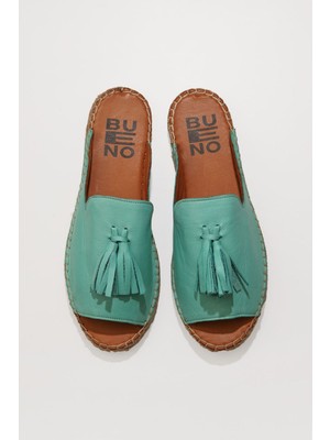 Bueno Shoes Yeşil Nil Deri Kadın Düz Terlik