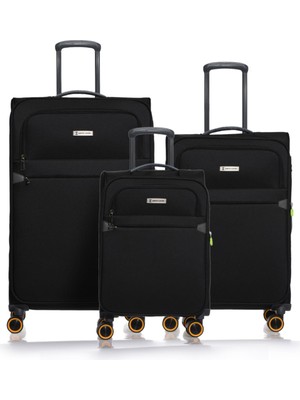 Pierre Cardin 3'lü Valiz Seti Lüx Kumaş Valiz Siyah 04pc6000