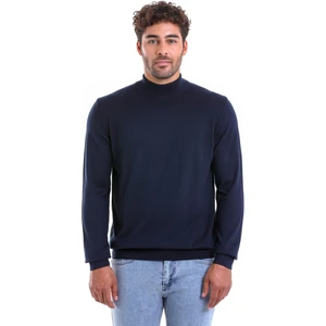 Erkek Lacivert Regular Fit %100 Pamuk Yarım Balıkçı Triko Kazak