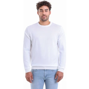 Erkek Ekru Regular Fit %100 Pamuk Bisiklet Yaka Triko Kazak