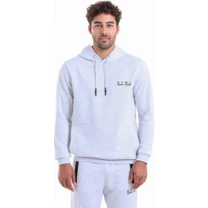Erkek Gri Regular Fit Pamuklu Kapüşonlu Sweatshirt