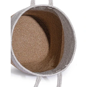 Cesta Kulplu El Yapımı Pamuklu Natural Gri Hasır Dekoratif Sepet 36cmx42cm 9016