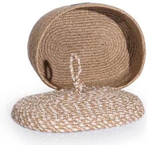 Cesta Kapaklı El Yapımı Pamuklu Natural Bej Hasır Dekoratif Sepet 25cmx34cm 9035