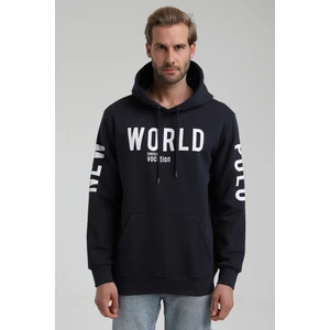 New World Polo Kapüşonlu Lacivert Slim Fit Sweatshirt 22FWM64035