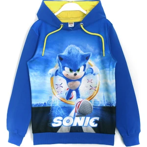 Kirpi Sonic The Hedgehog Baskılı Erkek Çocuk Sweatshirt Hoodie Saks Renk 001-0002091