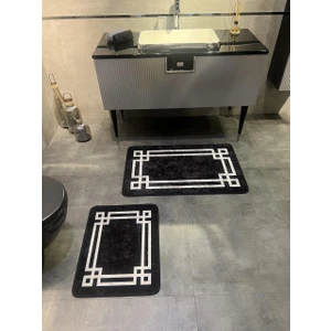 Lateks Taban Su Geçirmez Saçaksız (60X100 - 60X50) Ikili Banyo Paspas Takımı