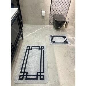 Lateks Taban Su Geçirmez Saçaksız (60x100 - 60X50) Ikili Banyo Paspas Takımı