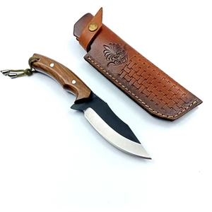 El Yapımı Kök Ceviz Kabzeli Paslanmaz Çelikten Av Bıçağı , Bushcraft Kamp Bıçağı , Erkek Arkadaş Için Kişiselleştirilebilir Hediye