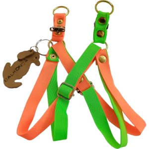 Köpek göğüs tasması minik ırk yumuşak kolon turuncu yeşil çift kat genişlik:1,5cm boyun ölçüsü:22-40cm ayarlamalı dog harness GT3-33