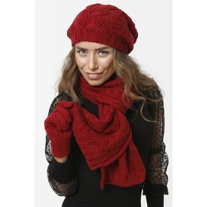 Sema Aksesuar Atkı Bere Eldiven Bordo Takım