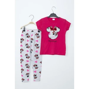 Minnie Mouse Kız Çocuk Fuşya Minnie Mouse Taytlı Ikili Takım