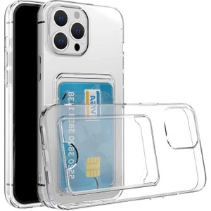 Case 4U Apple iPhone 14 Pro Max Kılıf Kartlıklı Setra Clear Silikon Kapak Şeffaf