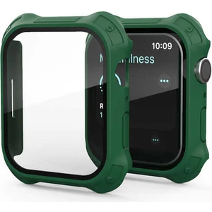 Case 4U Apple Watch 7 Darbe Emici Tank Zırh Kasa ve Mat Görünümlü Ekran Koruyucu Gard 11 45mm Koyu Yeşil