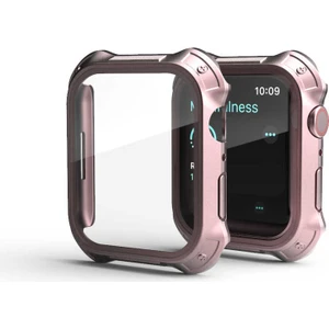 Case 4U Apple Watch 7 Tank Zırh Kasa ve Ekran Koruyucu Gard 10 45mm Rose Gold