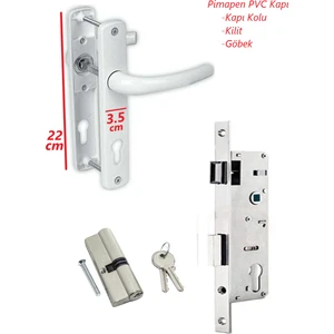 ŞENEL Yapı Market Pimapen Pvc Kapı Kolu + 35 Mm Kilit + 90 Mm Barel Kilit Göbeği Takım