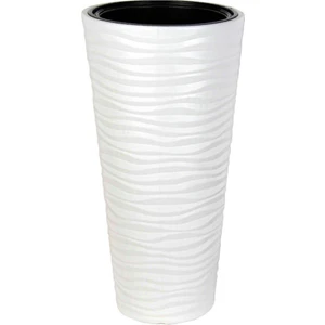 Beyaz Kumsal Vazo Dekoratif Uzun Saksı 5.5 Lt 30*57CM