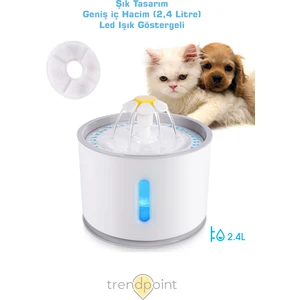 Kedi Köpek Su Çeşmesi Su Pınarı Kabı Led Işık Göstergeli