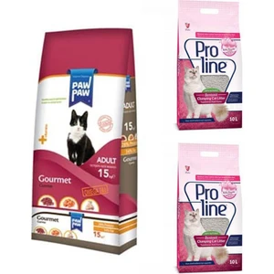 Yetişkin Kedi Maması 15 Kg Ve Proline Babypowder Kedi Kumu 10 Lt*2 Adet