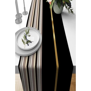 Siyah Masa Örtüsü Runner Premium Tay Tüyü Dokuma Leke Tutmaz Kumaş 40X140CM RNR467