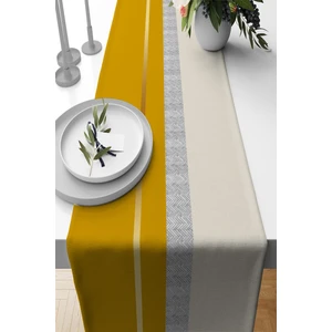 Hardal Tay Tüyü Dokuma Premium Leke Tutmaz Kumaş Masa Örtüsü Runner 40X140CM RNR490