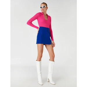 Polo Yaka Crop Tişört Uzun Kollu