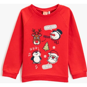 Yeni Yıl Temalı Baskılı Sweatshirt Pamuklu
