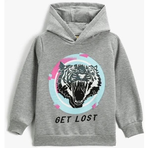 Kaplan Baskılı Kapüşonlu Sweatshirt