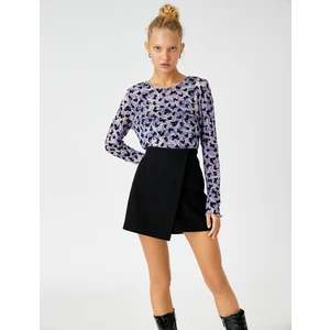 Uzun Kollu Tişört Desenli Bisiklet Yaka