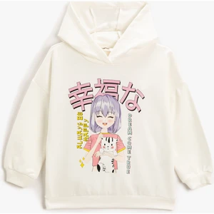 Anime Baskılı Kapüşonlu Sweatshirt