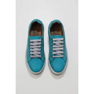 Bueno Shoes Turkuaz Deri Kadın Düz Ayakkabı