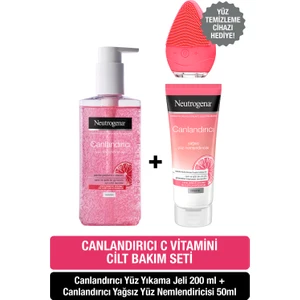 Canlandırıcı Yüz Temizleme Jeli 200 ml + Neutrogena Canlandırıcı Yağsız Nemlendirici 50 ml + Yüz Temizleme Cihazı