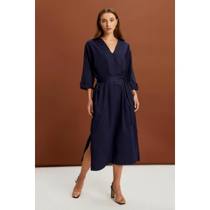 Alexander Gardi Yakalı Kemerli Uzun Elbise (B22-24800)