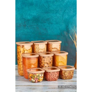 Rossel Premium Vip Ahmet Kumsal Kare Saklama Kabı 9'lu Set Şeffaf Bakır VP-061