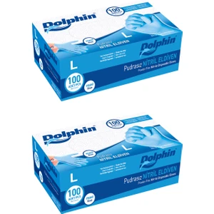 Mavi Nitril Eldiven Pudrasız (L) 100lü Paket 2 Adet