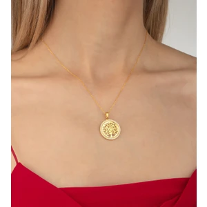 Ravza Gümüş 925 Ayar Gümüş Sıra Taş Çerçeveli Hayat Ağacı Kolye